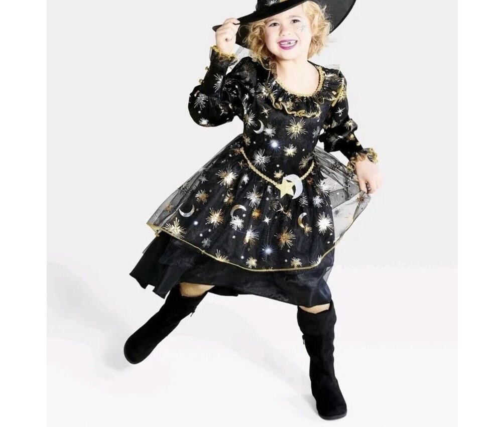 Hyde and Eek! Kids' Light-Up MOON & STAR WITCH Dress Only Kids Medium (8-10) NWT